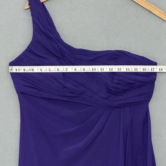 Davids Bridal Womens Dress 12 Regency Purple‎ Crinkle Chiffon One Shoulder Party - Picture 7 of 16